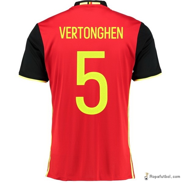 Camiseta Belgica Replica Primera Ropa Vertonghen 2016 Rojo Negro